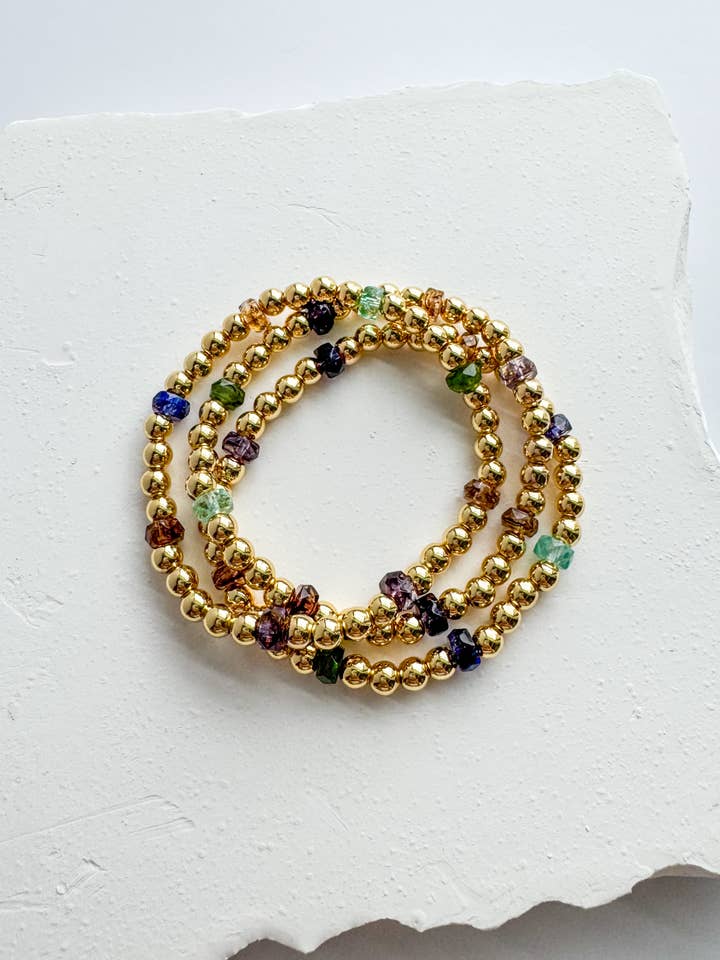 Pulsera de cuentas rellena de oro con cristales engarzados para venta al por mayor de Hello Heather