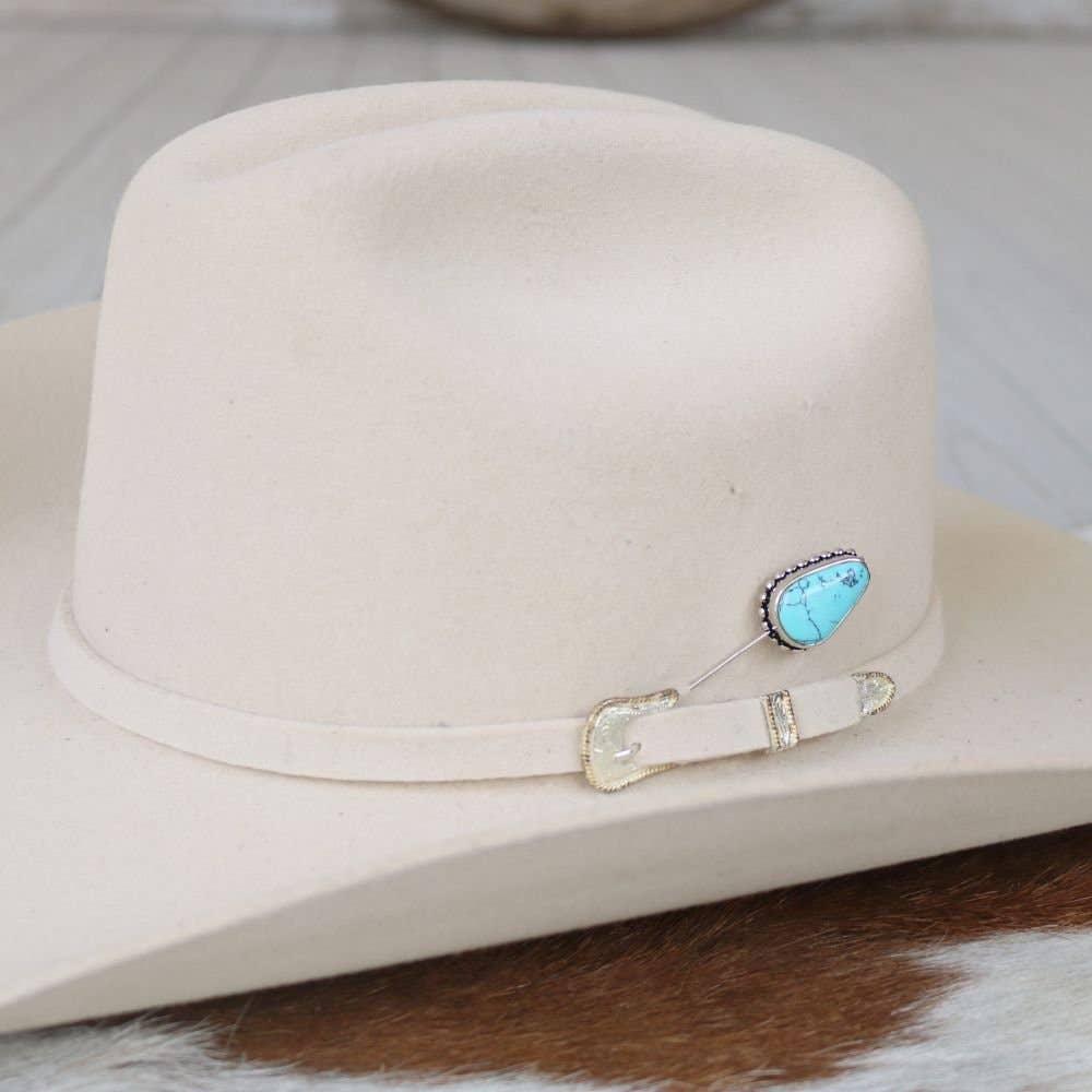 Willow Lane Hat Co. - Wholesale Hat Accessory - Women's - Beaded Edge Turquoise Hat Pin - Sierra
