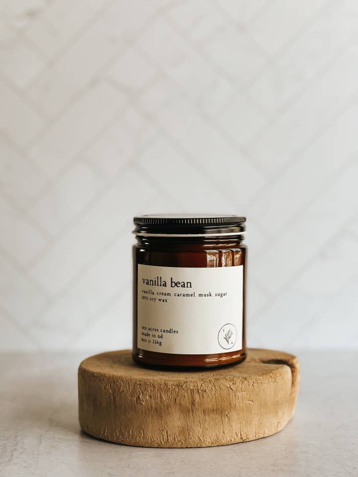 Vanilla Bean // 8oz soy candle for wholesale by Ten Acres Candles