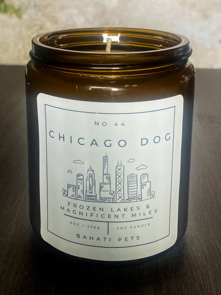 Chicago Dog Eliminador de Olores - Vela de soya de 8 onzas para venta al por mayor de Bahati Pets