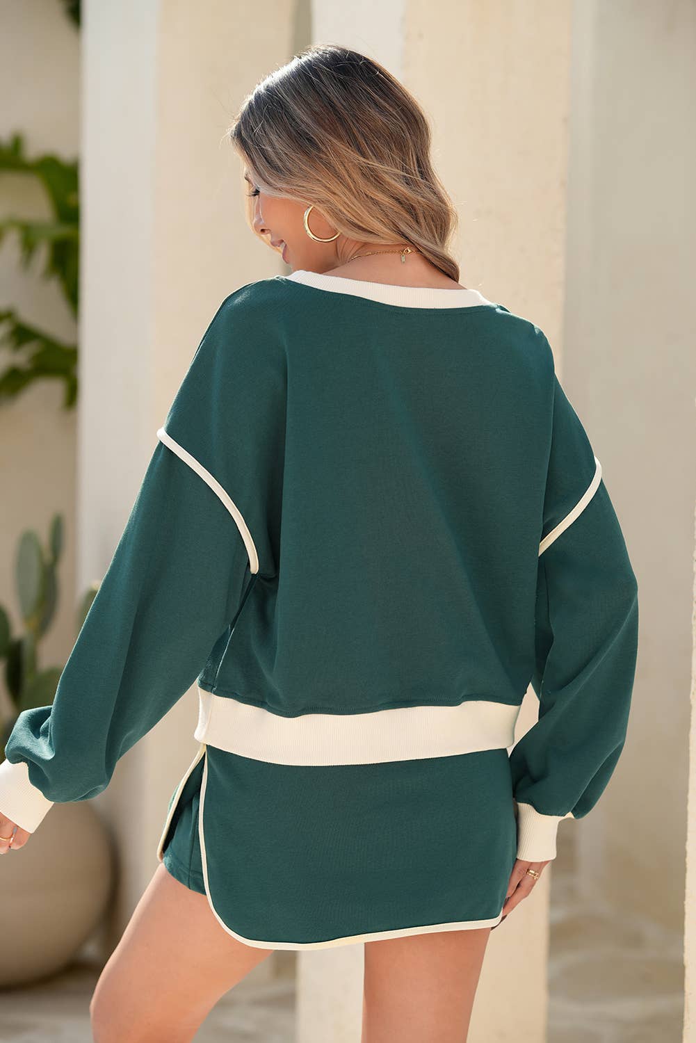 Little Daisy Closet - Vente Ensemble haut et jupe - Femme - Ensemble pull ample et jupe à lacets LDC Color Contrast7