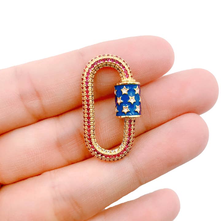 Enamel Star Carabiner Oval Clasp, Screw Clasp, CL439 for wholesale by Beads Creation
