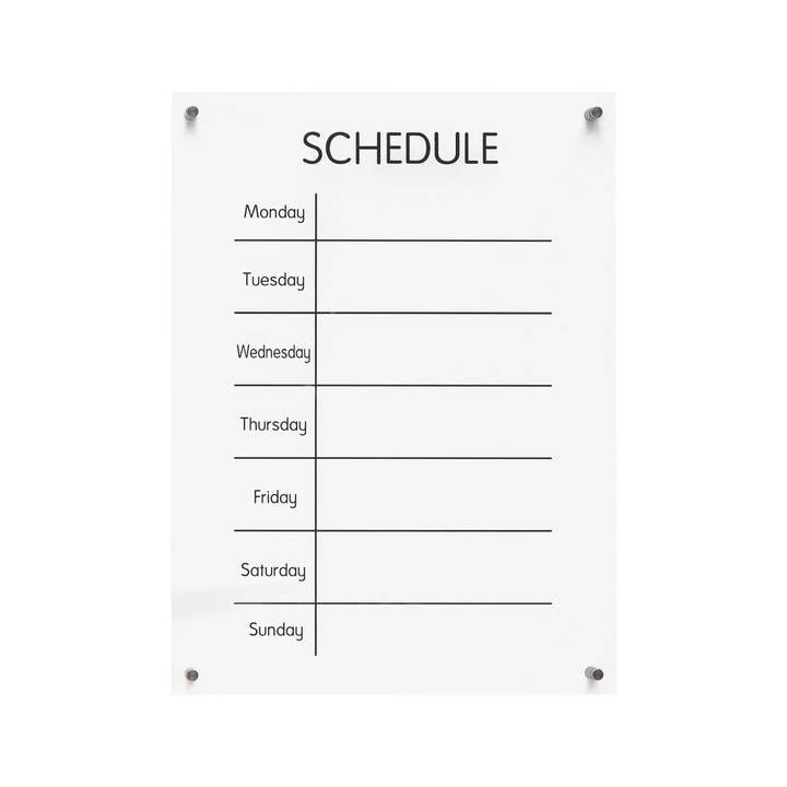 Paris Loft Inc - Wholesale Whiteboard/Dry-Erase Board - Reusable Acrylic Weekly Dry Erase Board-Schedule