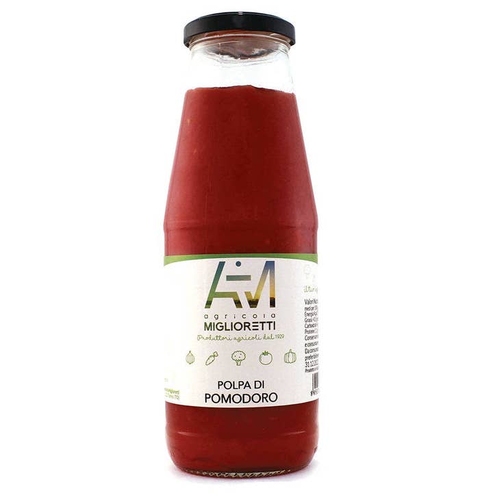 Chopped Organic Tomato 690g MIGLIORETTI | No Salt | Italy for wholesale by Santini Gusto Unico