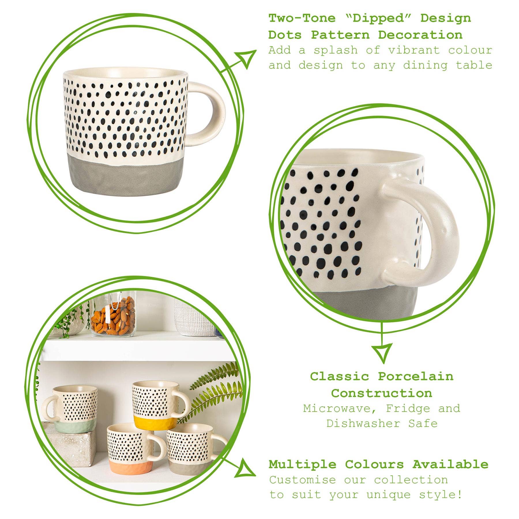 Rinkit Ltd - Wholesale Coffee Mug - Nicola Spring Ceramic Dipped Dots Coffee Mug - 385ml - Grey3