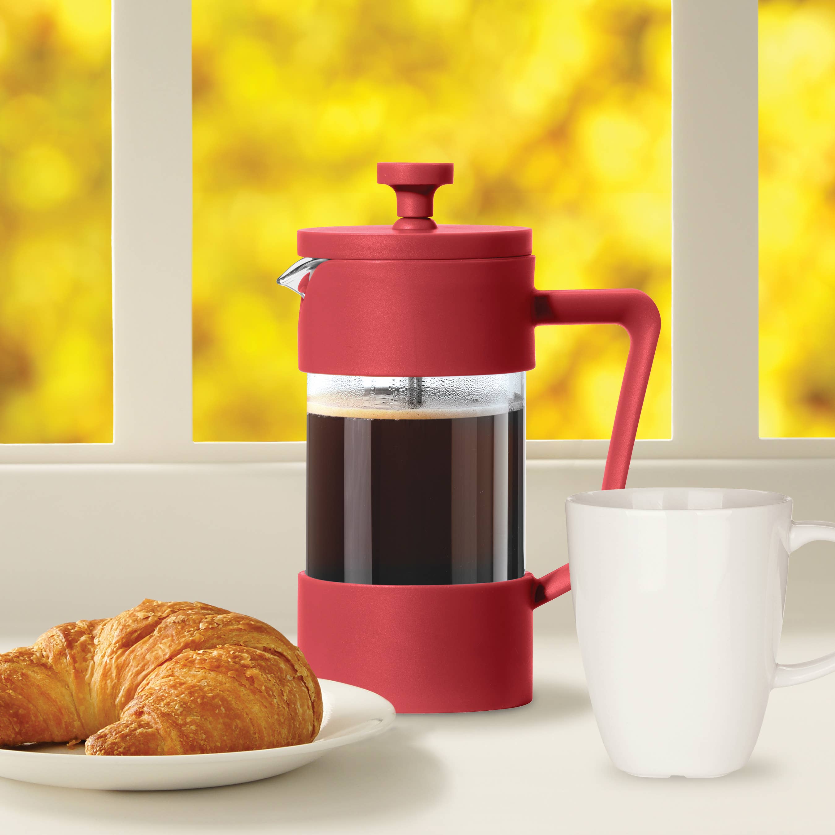 Oggi - Vendita all'ingrosso Caffettiere French press - Caffettiera a stantuffo 3 tazze (350 ml, 12 oz) Rossa4