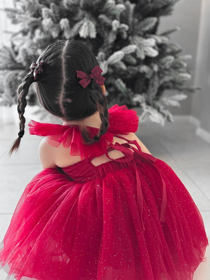 A Little Lacey - Wholesale Dress – Baby - Belle Red Sparkle Baby Romper7