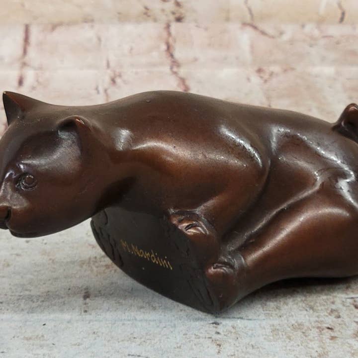 Bronzhaus - Vendita all'ingrosso Scultura - Statuetta in bronzo con gatto e gattino seduto sul bordo, da collezione, 7,6 x 15,2 cm5