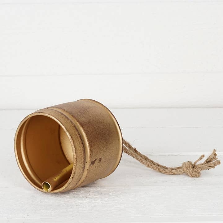 Holiday Depot Inc. - Wholesale Ornament - M32502-Vintage Gold Silo Bell w. jute loop (6.5inH)2