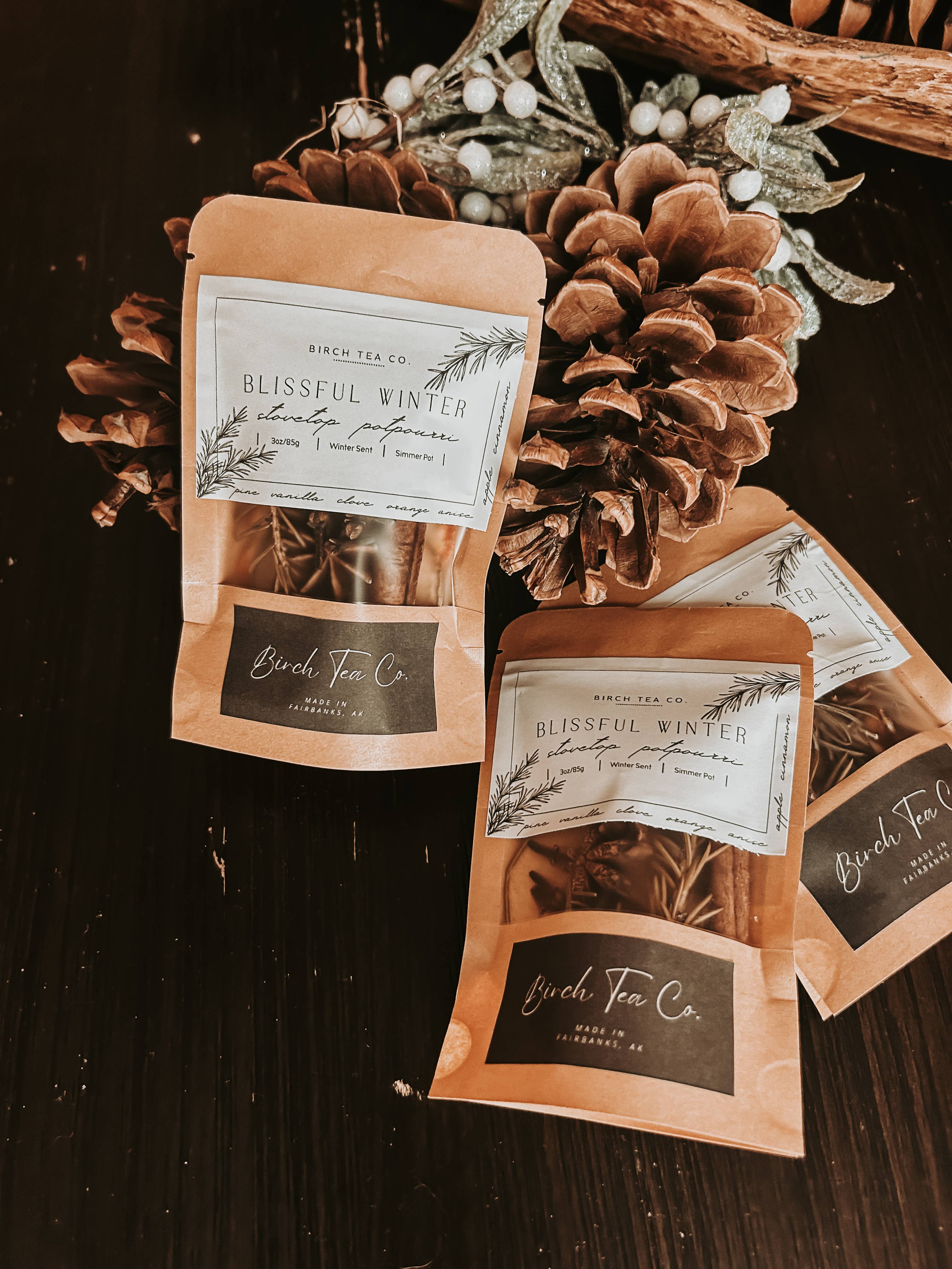 Birch Tea Co. – Pot-pourri por atacado – Kit de Potpourri Blissful Winter para Fogão - Fragrância nostálgica1