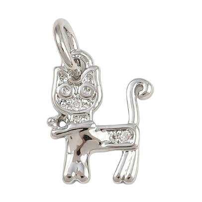 Silver Charlie Cat Charm for wholesale by The Charm Bar Company