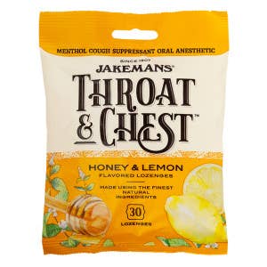L&F Universal Goods - Wholesale Lozenges/Cough Drops - Jakemans Throat & Chest Honey Lemon Cough Drop 30PC/12CT/4OZ