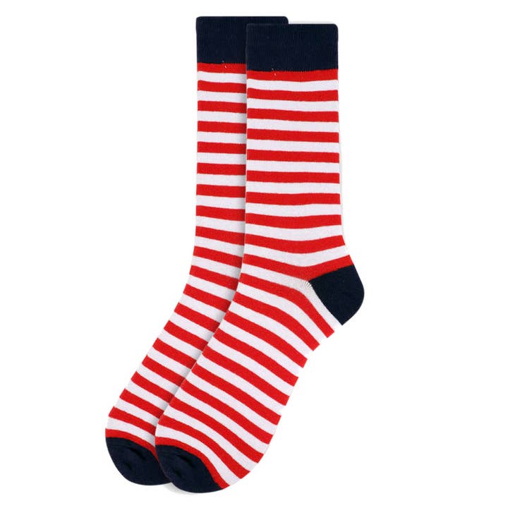 Selini New York - Vente Chaussettes – homme - Chaussettes fantaisie à rayures rouges et blanches pour hommes - NVS1819