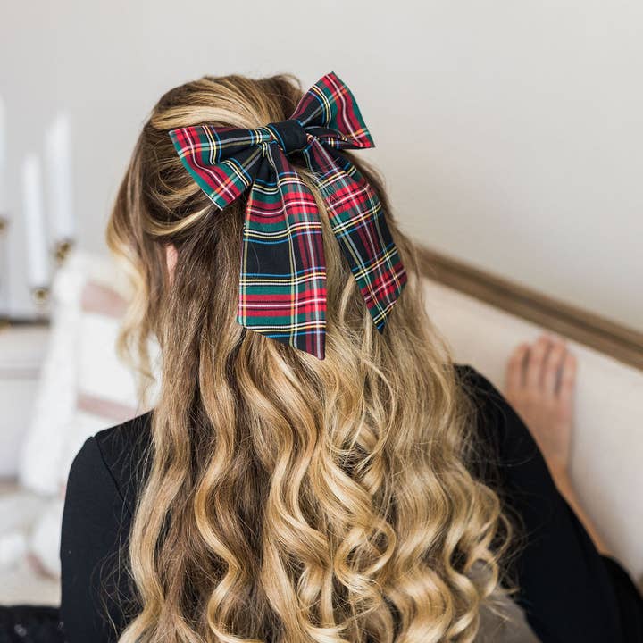 Grace & Grandeur - Wholesale Hair Bow - Women's - HOLIDAY '24: Grace & Grandeur Tartan Lucy Bow Barrette