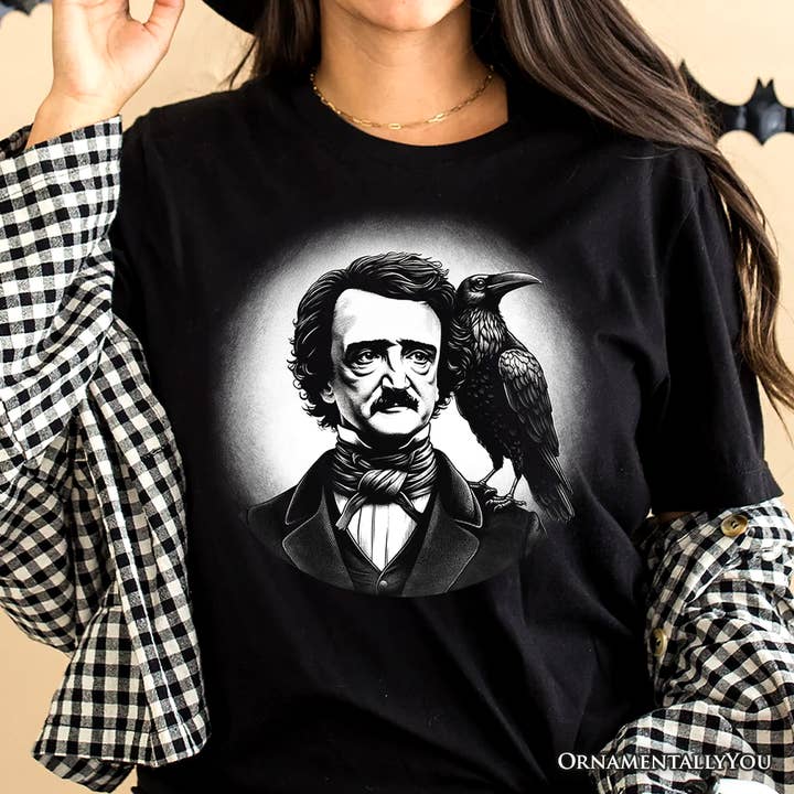 Edgar Allan Poe Spooky Portrait T-Shirt Horror Villain Theme for wholesale by OrnamentallyYou
