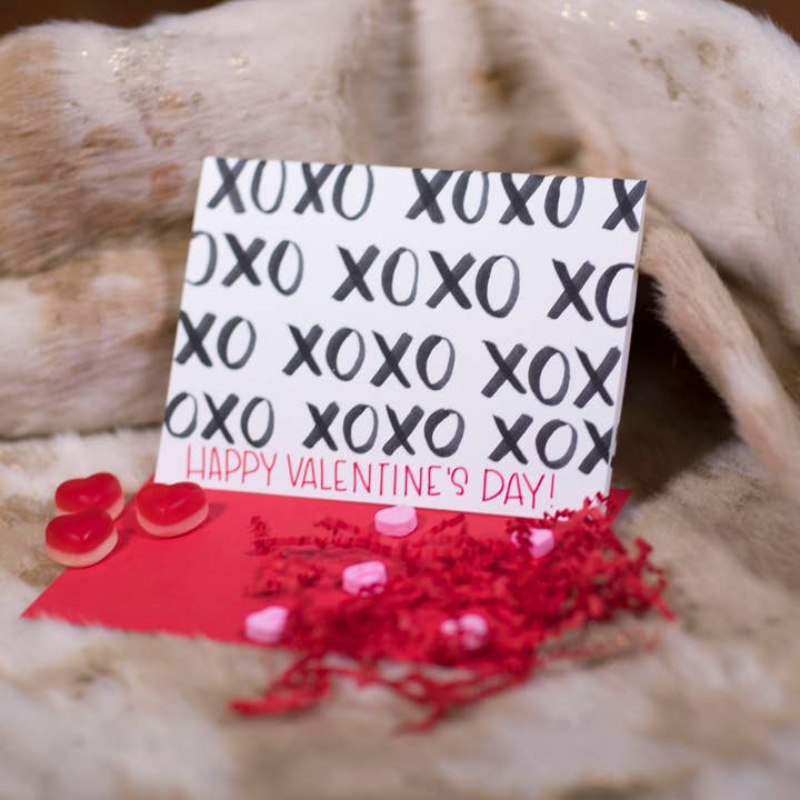 XOXO Happy Valentine's Day Card for Anyone for wholesale by Stone Donut Design, LLC