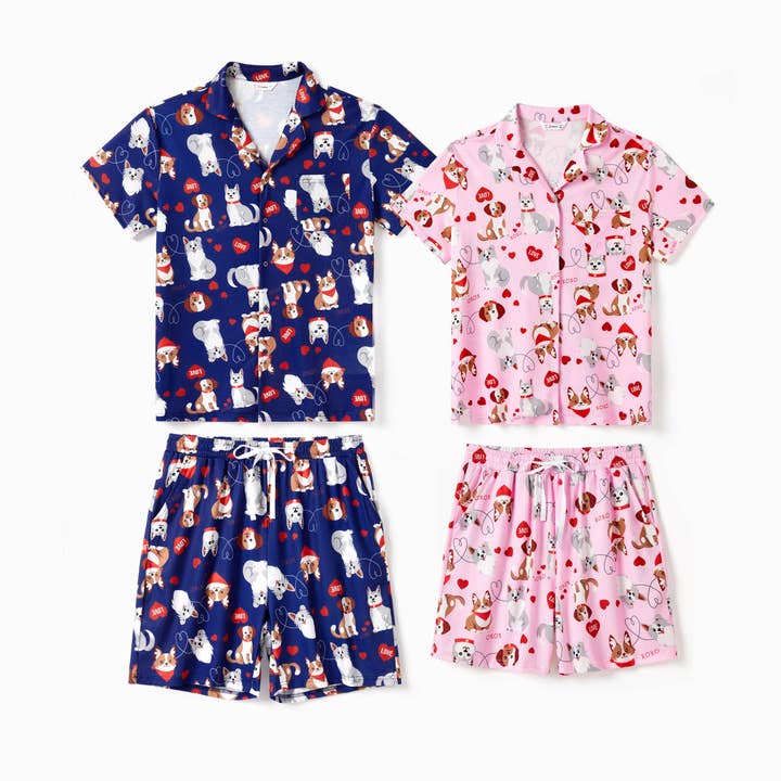 Couple Matching Dog Patterned Short-sleeve Pajama Set for wholesale by PatPat Matching