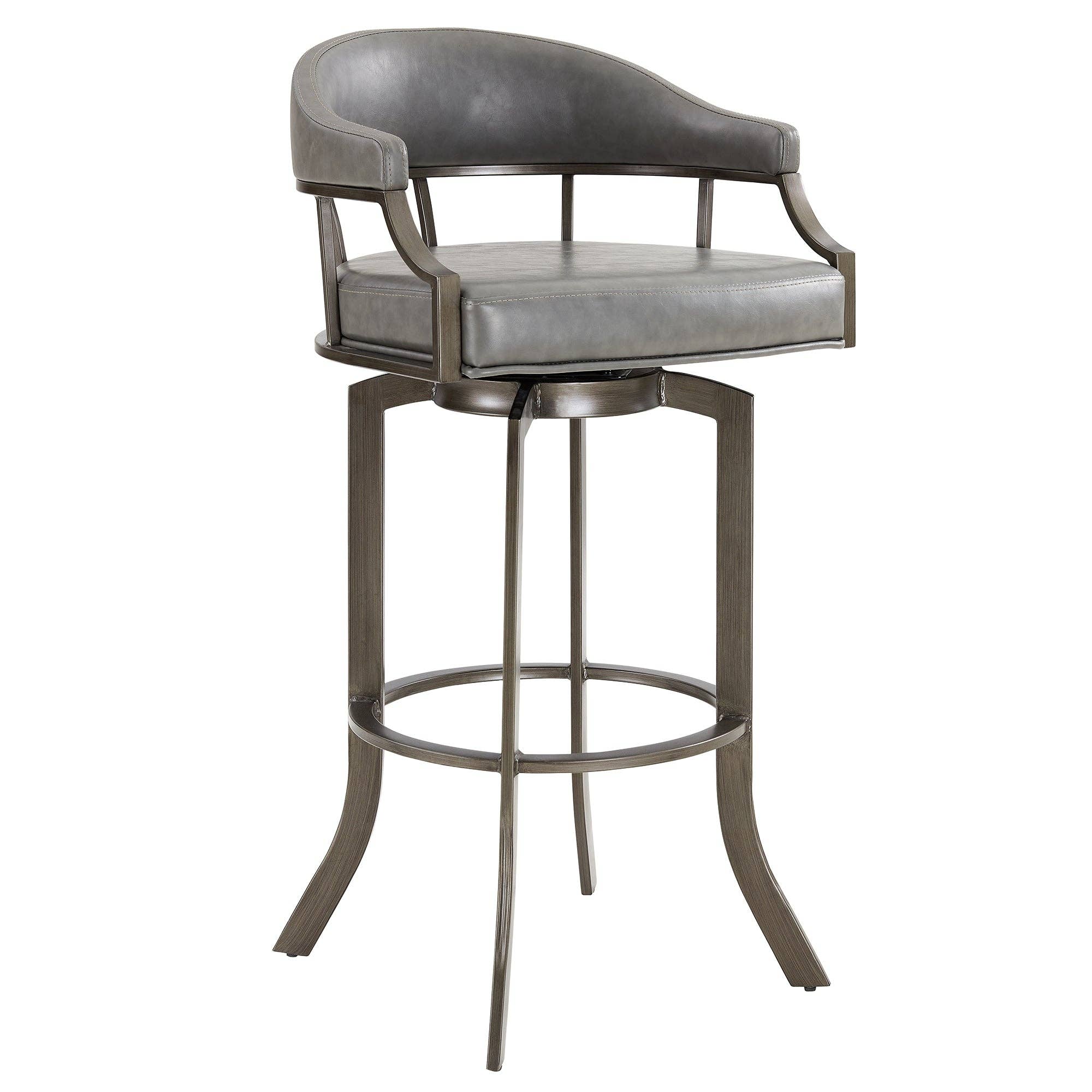 Armen Living - Wholesale Stool - Edy Modern Faux Leather and Metal Swivel Barstool21
