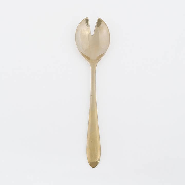 Colher de servir salada de latão com ponta dividida por atacado de shesay
