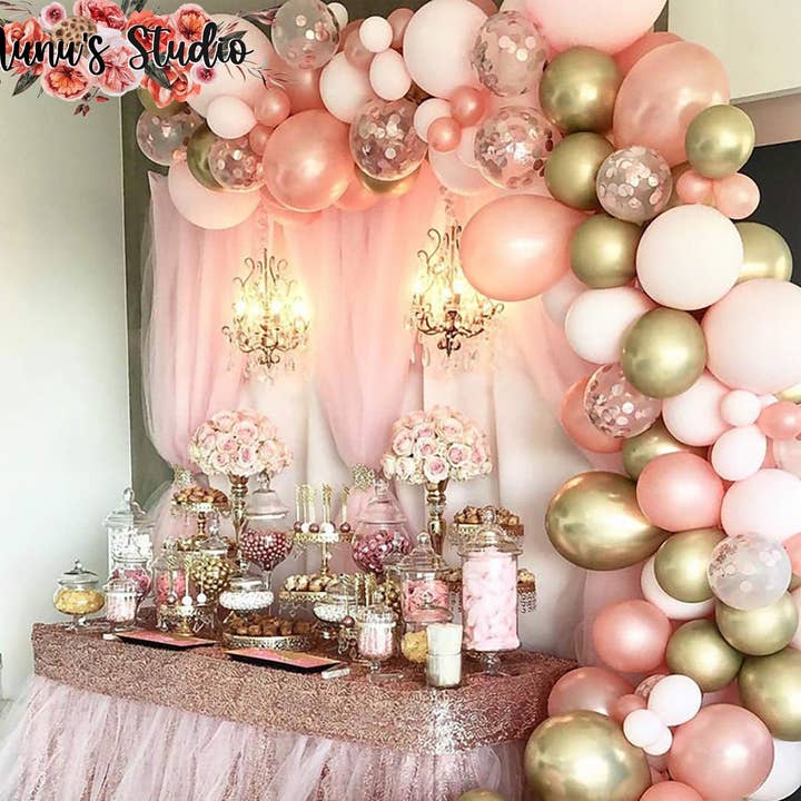 Nunu's Studio - Venta al por mayor Globo - Kit de Arco de Globos para Compromiso en Rosa Palo y Oro Rosa