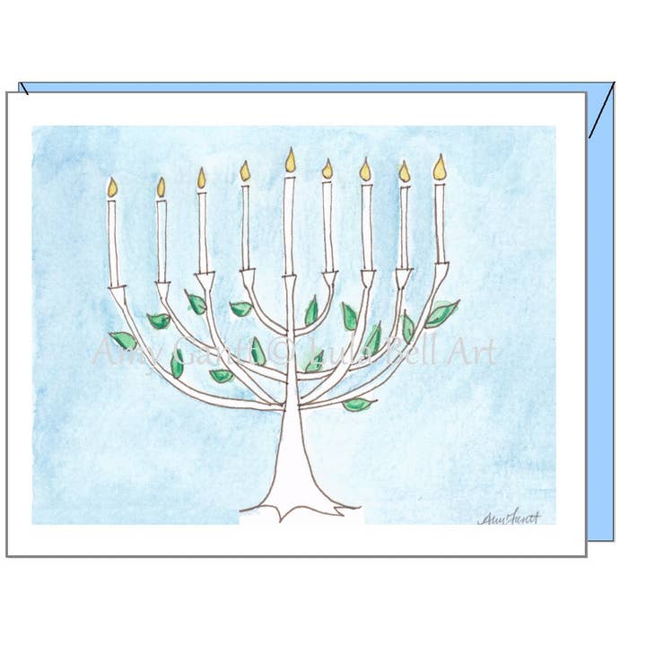 Hanukkah - Menorah Tree Greeting Card for wholesale by Lula Bell Cards and Gifts