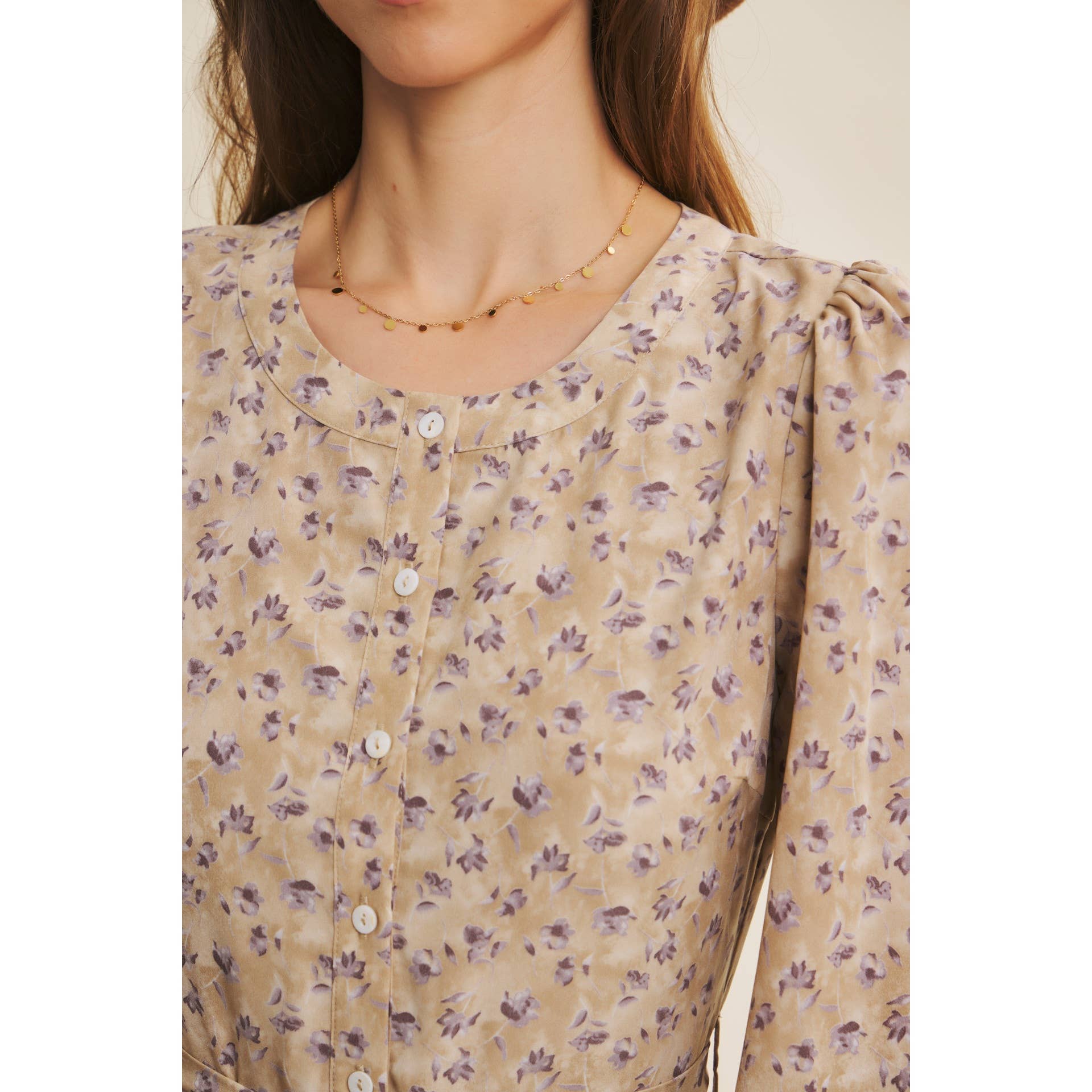 PIETRA MULTI ABITO MIDI FLOREALE MODERNO CON VOLANT E CINTURA in vendita all'ingrosso su Faire4