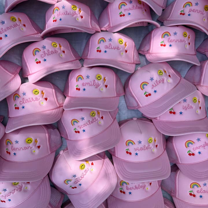 Sundrop - Vendita all'ingrosso Cappello - Bambini - Cappellino da camionista rosa personalizzato per bambini (Abbinamento Mama & Mini)3