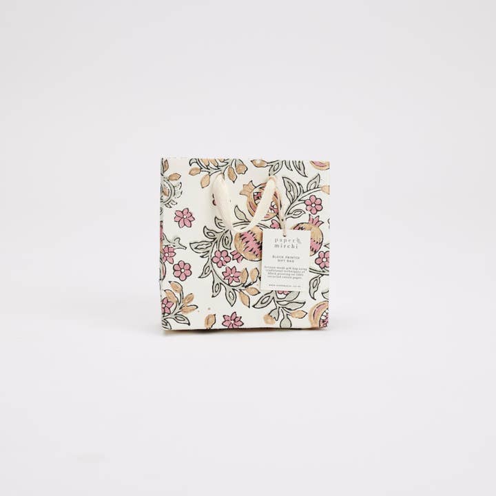 Paper Mirchi - Vente Pochette cadeau - Sacs Cadeaux Imprimés à la Main (Petits) - Terre Rose5