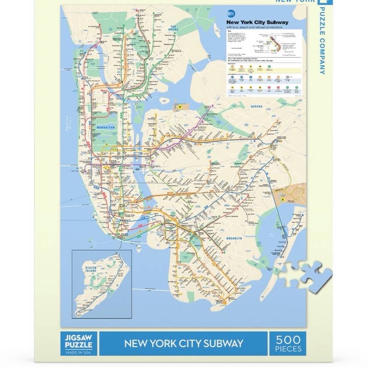 New York Puzzle Company - Wholesale Puzzle - Adult - New York Subway Map - 500 Piece Jigsaw Puzzle