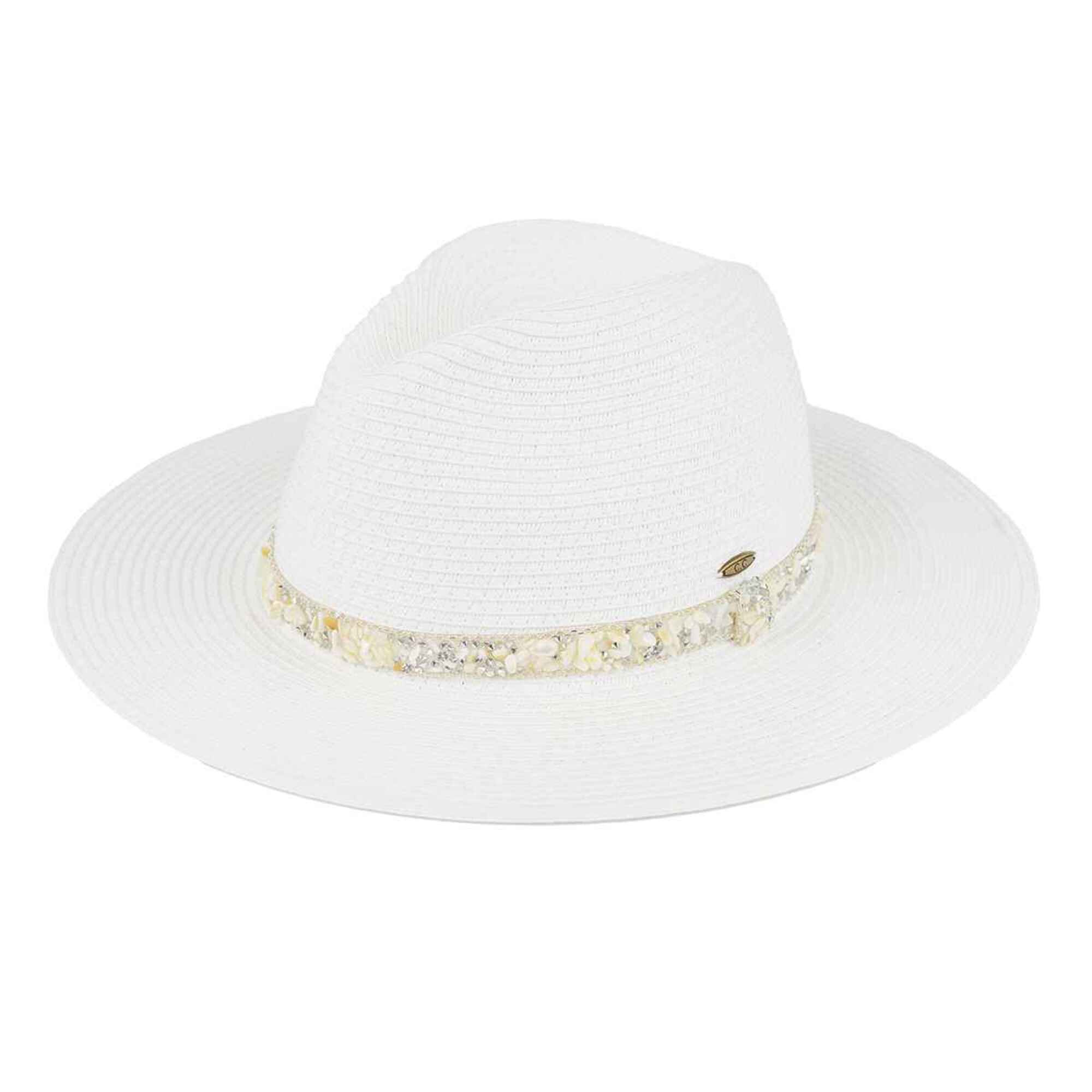 MiMi Wholesale - Wholesale Straw Hat - Women's - STI02 Gem Cluster Band Straw Panama Hat7
