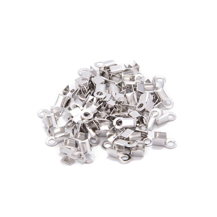 CRCBEADS - Wholesale Craft Supplies - 2.1 Hole 304 Stainless Steel Cord Crimps Size 4x8mm 75 Pieces per Bag1