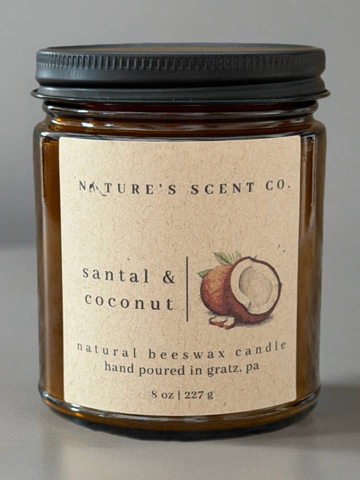 Santal & Coconut | Beeswax Candle | Eco-Friendly for wholesale by Nature’s Scent Co