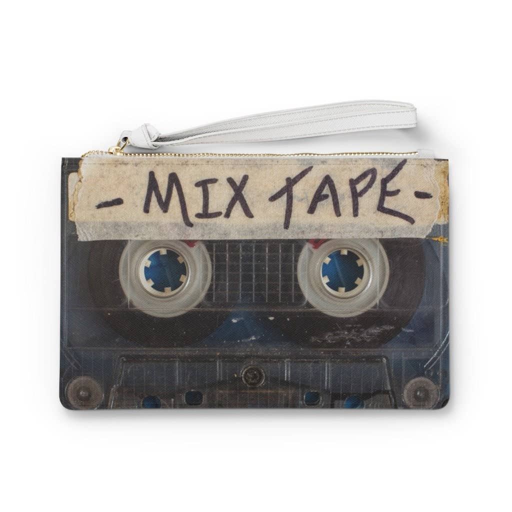 QuotesOn LLC - Wholesale Clutch Bag - Women's - Mix Tape Cassette Clutch Bag, Wristlet, Evening Bag, Vegan Leather Bag, Vegan Saffiano, 80s Handbag, Retro