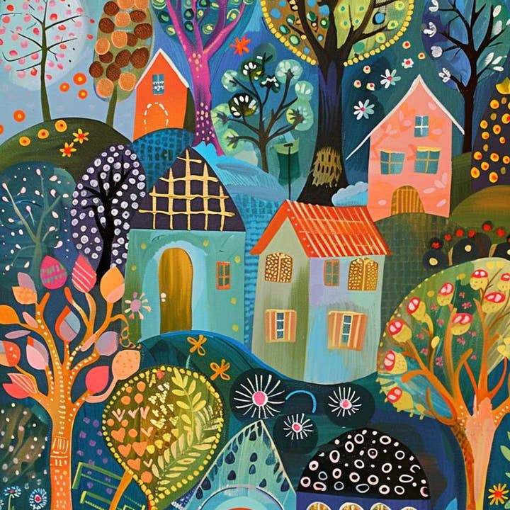 Dromerig Volkskunst Dorp voor wholesale door Paint with Number