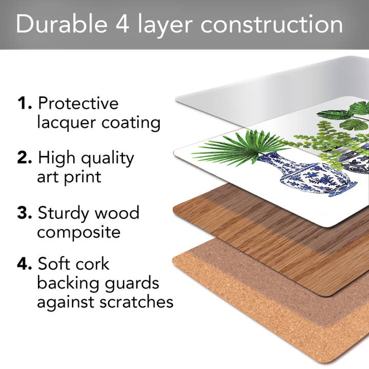 CounterArt/Highland Home/Thirstystone - Venta al por mayor Manteles individuales - Cala Home Blue Delft jarrones manteles individuales decorativos de madera prensada4