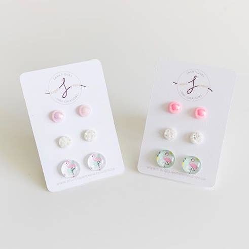 Trio Earrings - Flamingo for wholesale by Shantiques Mini Creations