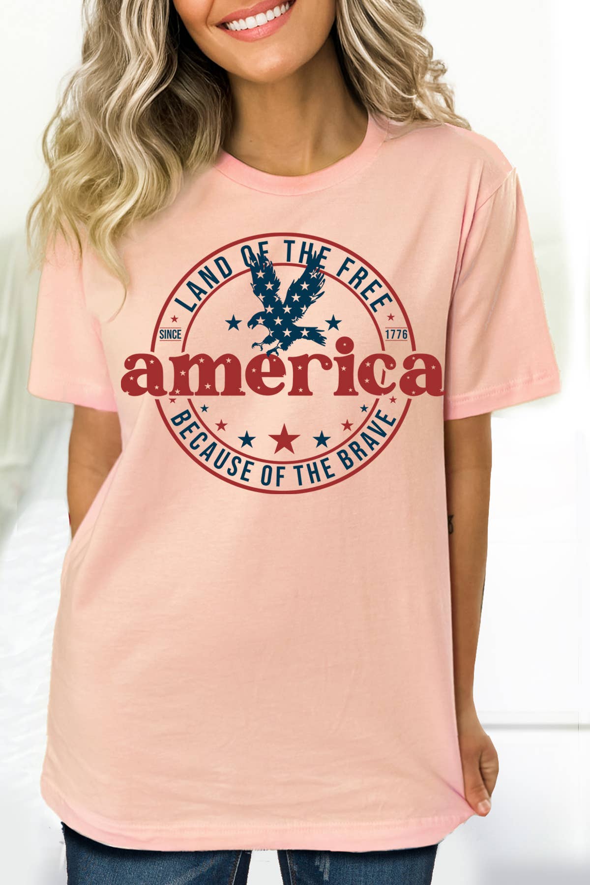 BouTeeQue Closet - Wholesale Screen Printed T-Shirt - Women's - BT1988 T AMERICA LAND OF THE FREE3