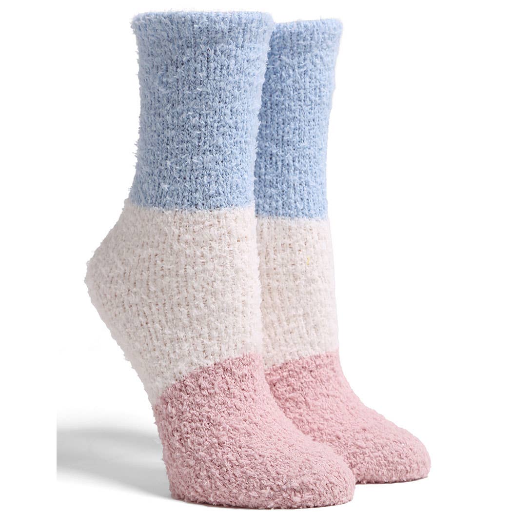  ASSORTED COLORS Luxury Soft Color Blocked Mini Crew Winter Socks for wholesale on Faire1