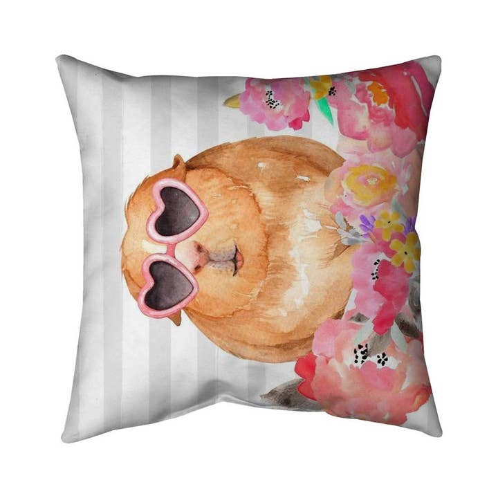 Grau Meerschweinchen mit Brille | Kissenbezug für den Innenbereich 26 „x 26" für den Großhandel auf Faire