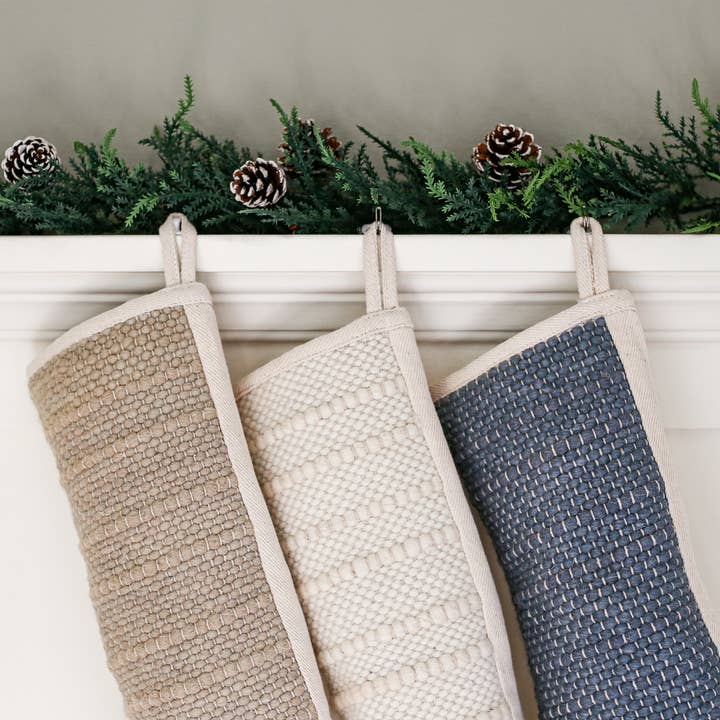 NOEL by Alma Home - Wholesale Holiday Stocking - Handmade Ivory Boho Christmas Stocking | Woven Wool3
