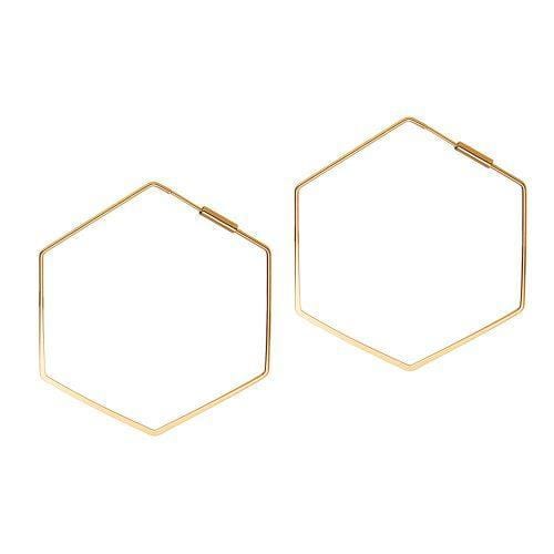 Juulry - Vendita all'ingrosso Orecchini a cerchio - Grandi orecchini a cerchio esagonali placcati in argento1