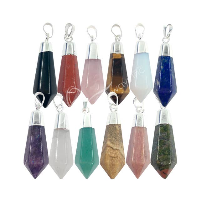 Oceanic Linkways Inc - Wholesale Individual charm/pendant - (SET OF 12)PENDANT - DIAMOND SHAPE MIXED STONES (SET OF 12)