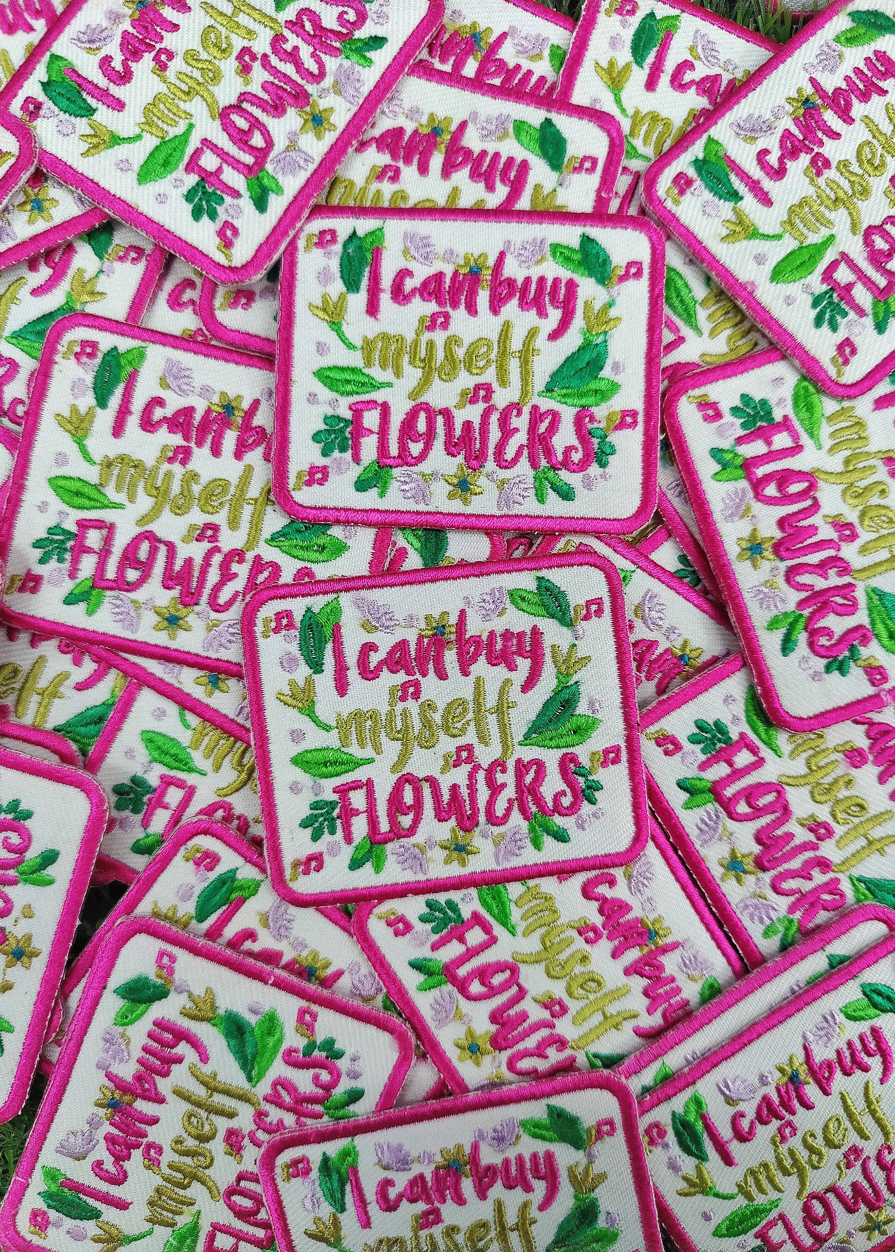 Patchgram - Wholesale Patch - "I Can Buy Myself Flowers" Embroidered Patch – Pink Floral 1