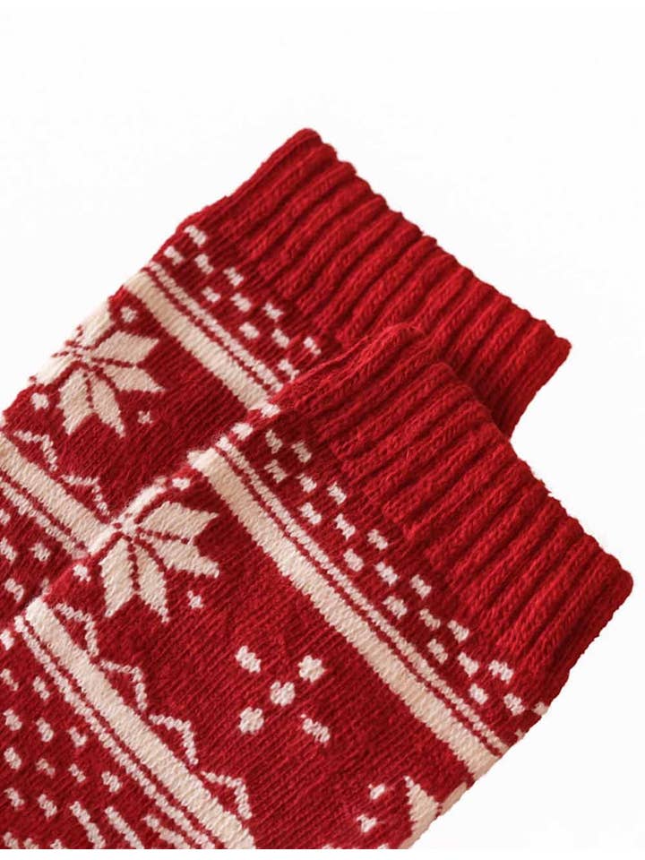 Sweetkama - Vente Chaussettes – femme - Chaussettes mi-mollet en tricot Fair Isle chaudes d'hiver de Noël pour femmes5