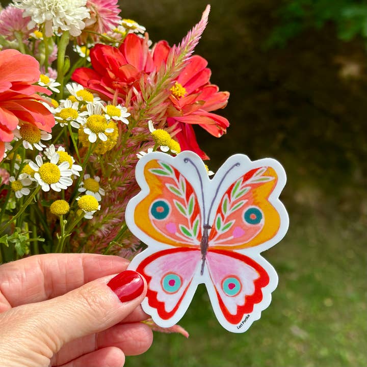 Peach Butterfly klistermærke for engroshandel hos Lori Portka - Happiness Through Art