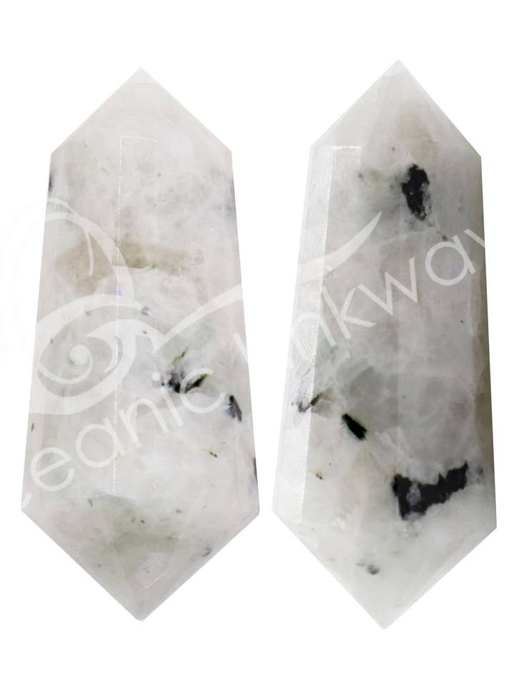 PUNTA - PIETRA DI LUNA, ARCOBALENO, DOPPIA TERMINAZIONE, 16 FACCE 2" (P per la vendita all'ingrosso da parte di Oceanic Linkways Inc