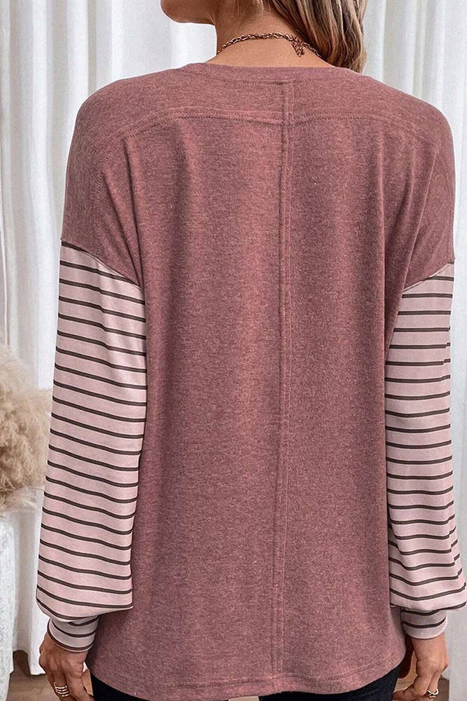 UNISHE - Wholesale Tunic - Women's - Color Block Stripe Long Sleeves Top AXR0649