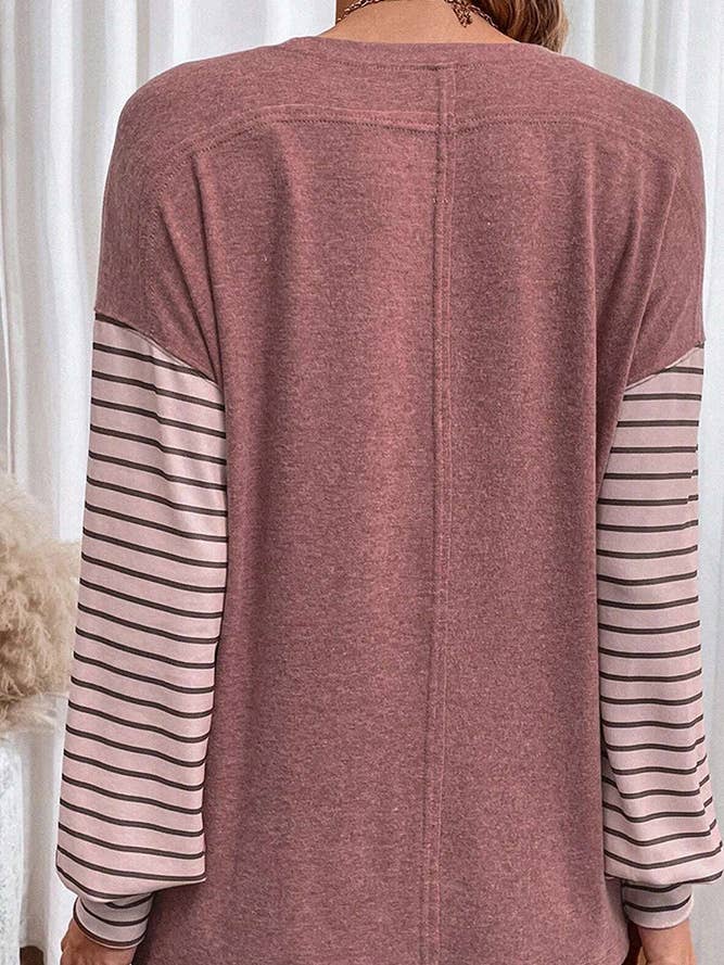 UNISHE - Wholesale Tunic - Women's - Color Block Stripe Long Sleeves Top AXR0649
