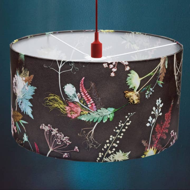 Edwardian Blooms | Dark Chocolate & White | Lampshade for wholesale by Gillian Arnold