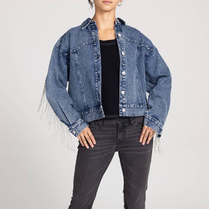 Miss Me - Wholesale Denim Jacket - Women's - MJ0729L- NASHVILLE FRINGE DENIM JACKET1